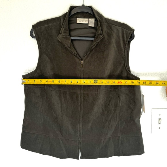 NWT Worthington Stretch Suede Olive Zip Vest Plus Size - Picture 3 of 9